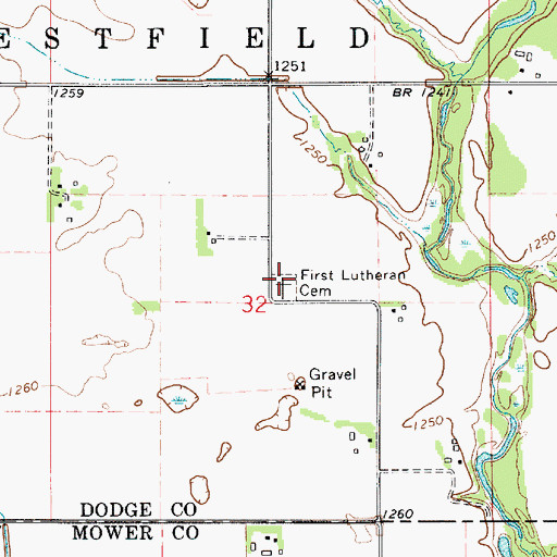 Topographic Map of First Lutheran Cemetery, MN