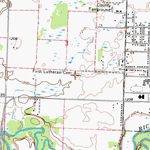 Topographic Map of First Lutheran Cemetery, MN