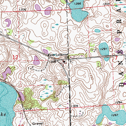 Topographic Map of First Lutheran Church, MN
