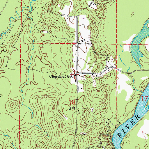 Topographic Map of Church of God, AR