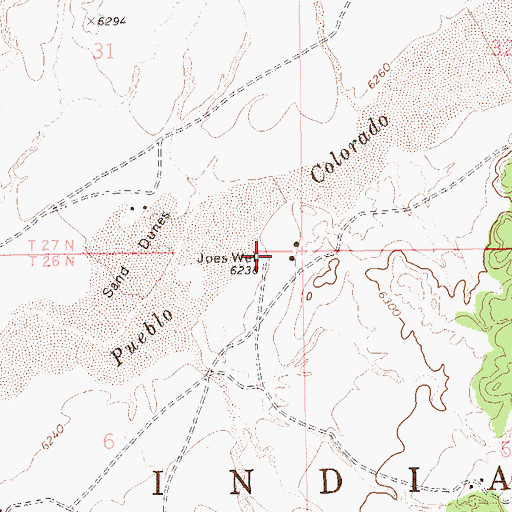 Topographic Map of Joes Well, AZ