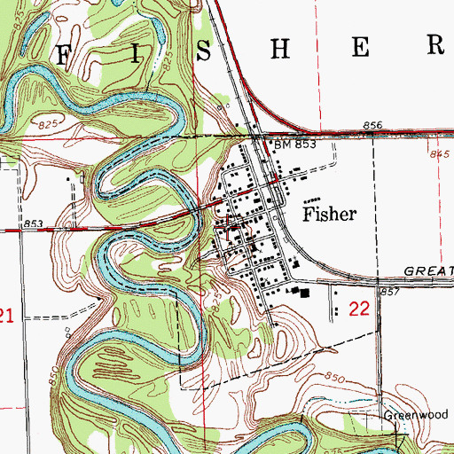 Topographic Map of Fisher, MN