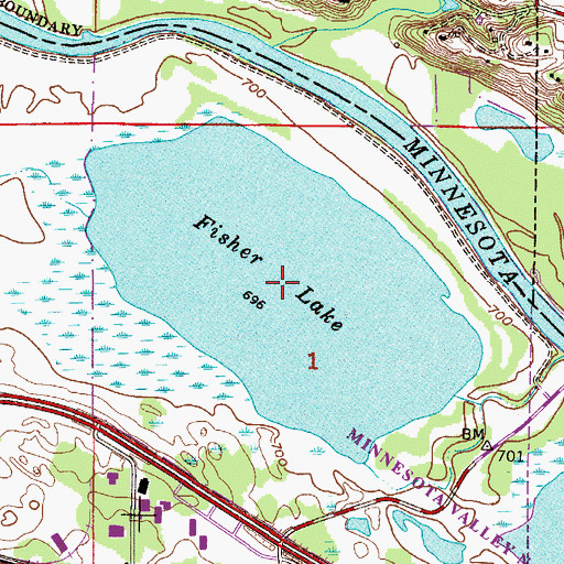 Topographic Map of Fisher Lake, MN