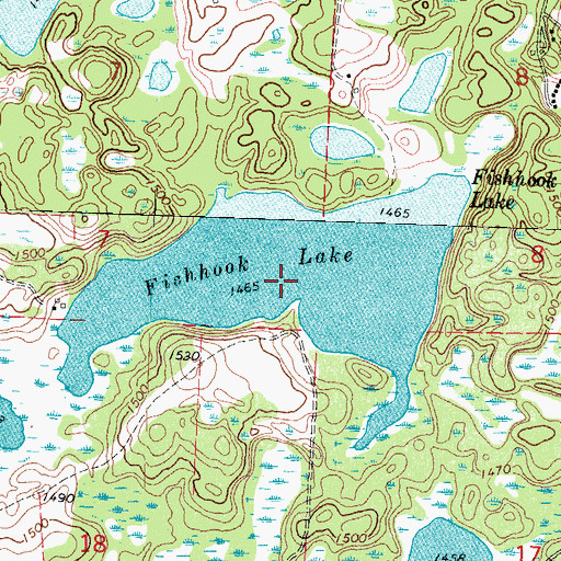 Topographic Map of Fishhook Lake, MN