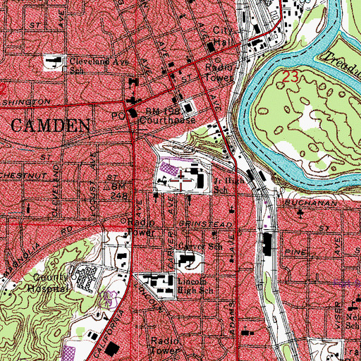 Topographic Map of Coleman Stadium, AR