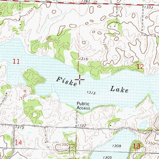 Topographic Map of Fiske Lake, MN