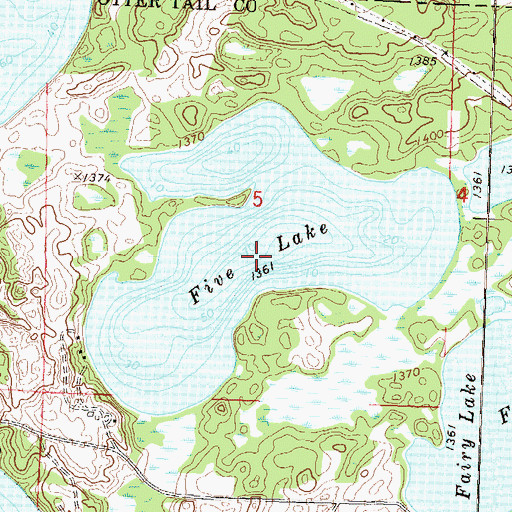Topographic Map of Five Lake, MN