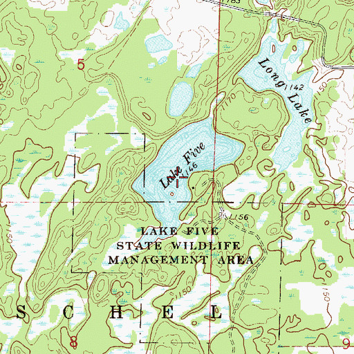 Topographic Map of Lake Five, MN