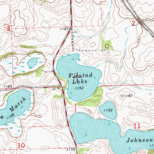 Topographic Map of Fjestad Lake, MN