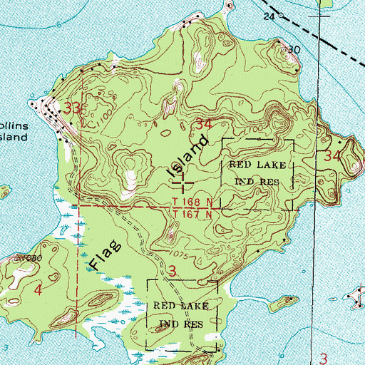 Topographic Map of Flag Island, MN
