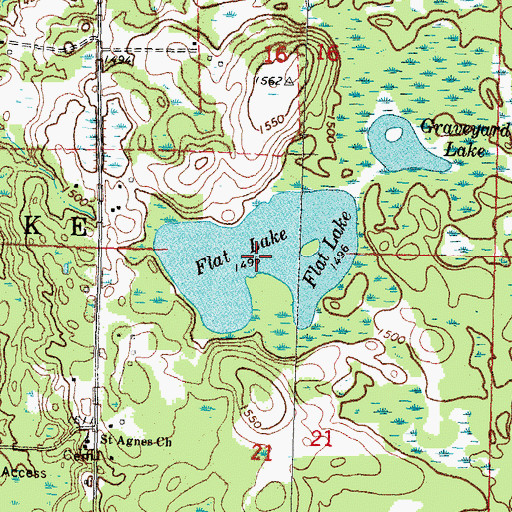 Topographic Map of Flat Lake, MN