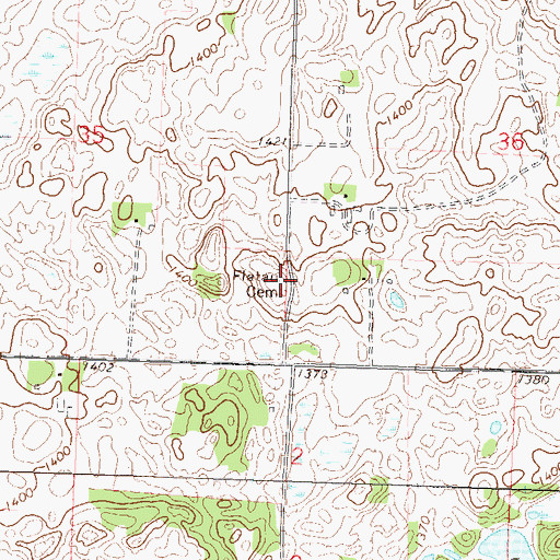 Topographic Map of Flatau Cemetery, MN