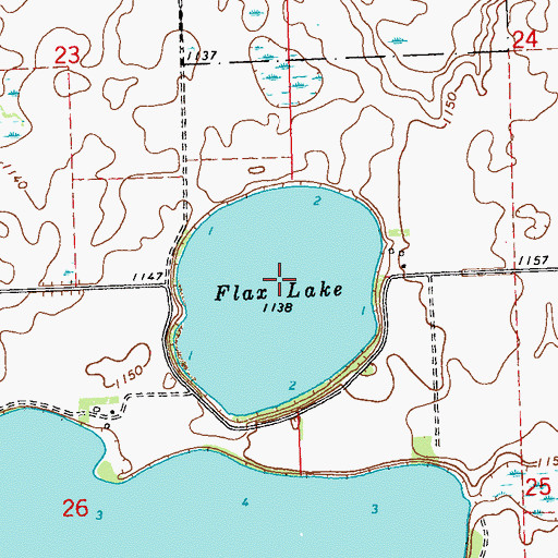 Topographic Map of Flax Lake, MN