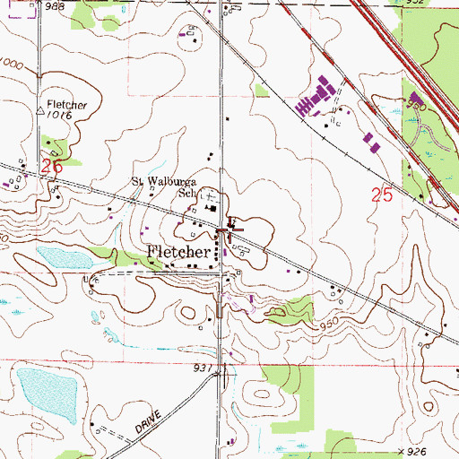 Topographic Map of Fletcher, MN