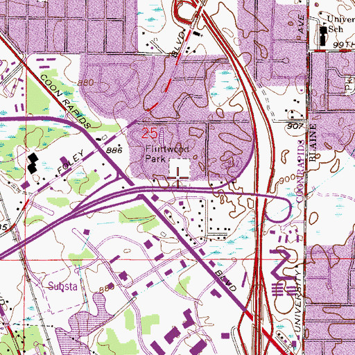 Topographic Map of Flintwood Park, MN
