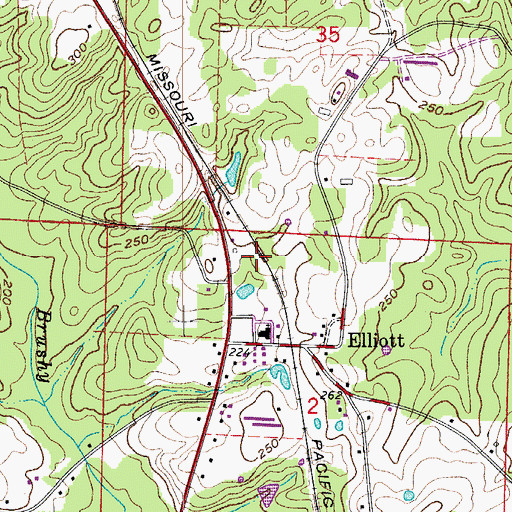 Topographic Map of Elliott Baptist Church, AR