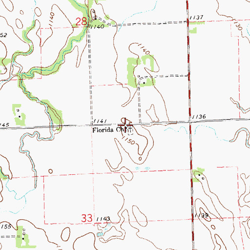 Topographic Map of Florida Church, MN