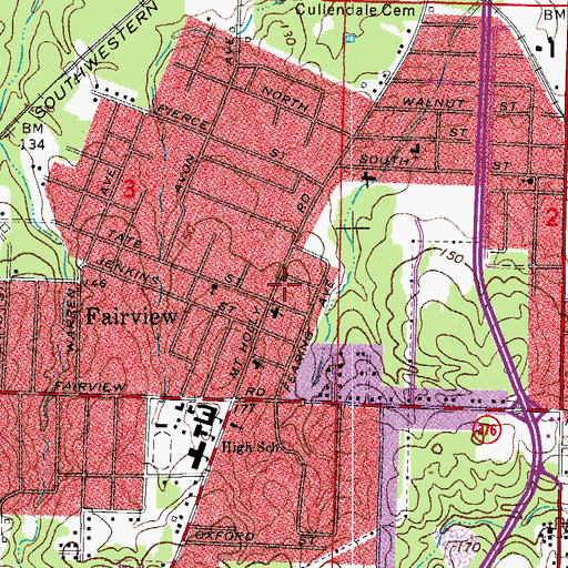 Topographic Map of Fairview Community Center, AR