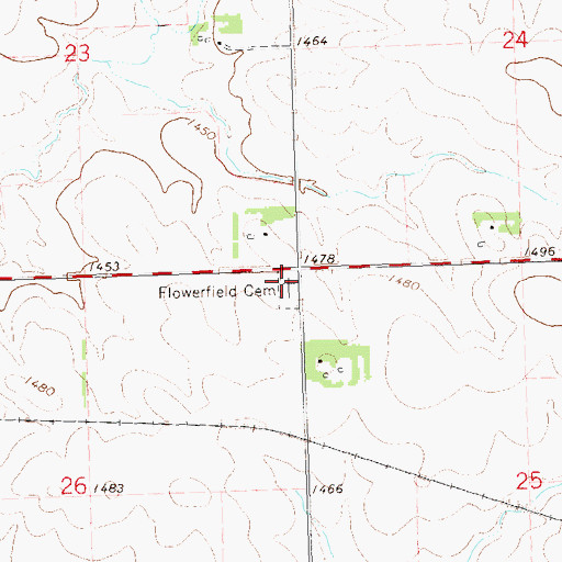 Topographic Map of Flowerfield Cemetery, MN