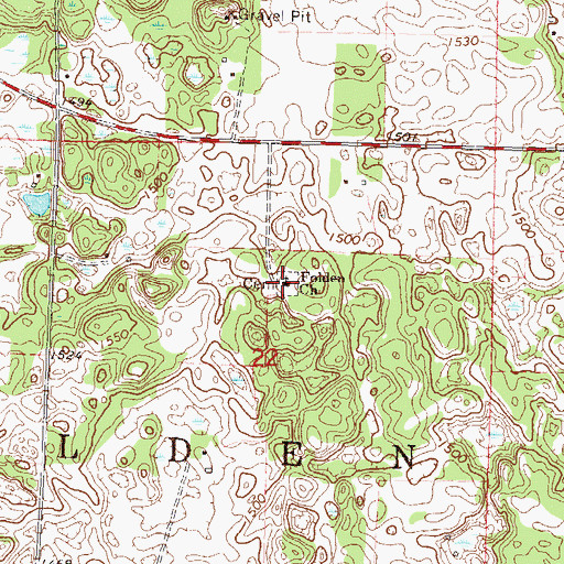 Topographic Map of Folden Church, MN