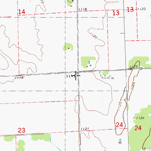 Topographic Map of Folden Church, MN