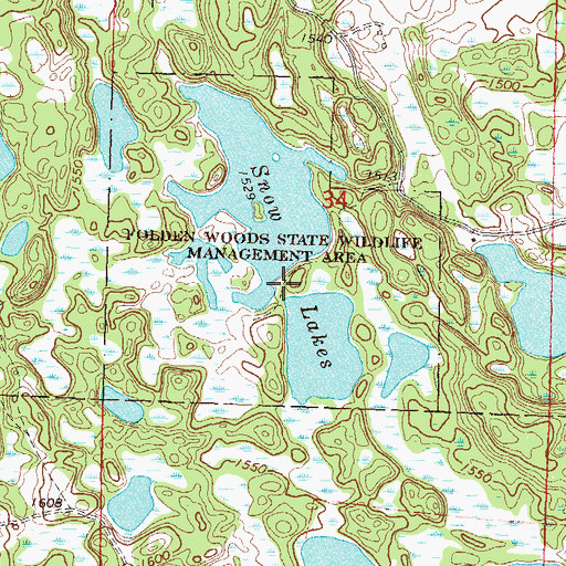 Topographic Map of Folden Woods State Wildlife Management Area, MN