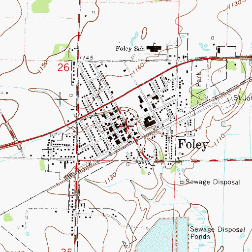 Topographic Map of Foley, MN