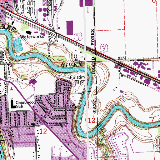 Topographic Map of Folsom Park, MN