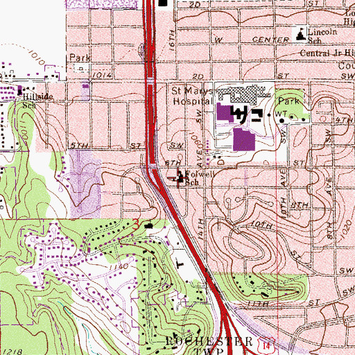 Topographic Map of Folwell School, MN