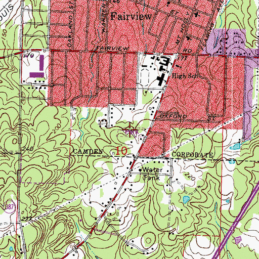 Topographic Map of Fairview Park, AR