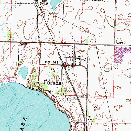 Topographic Map of Forada, MN