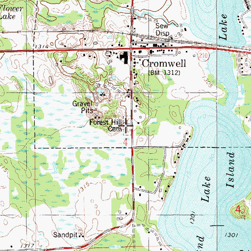 Topographic Map of Forest Hill Cemetery, MN