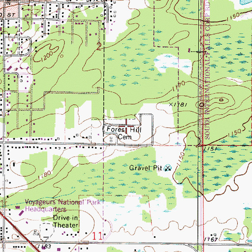 Topographic Map of Forest Hill Cemetery, MN