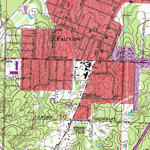 Topographic Map of Fairview Stadium, AR