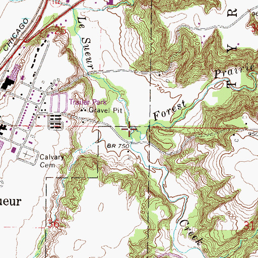 Topographic Map of Forest Prairie Creek, MN