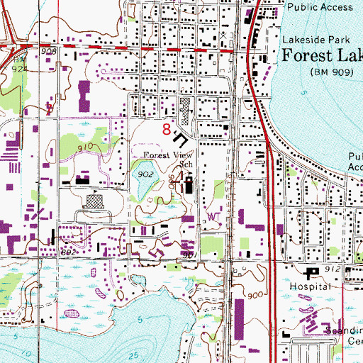 Topographic Map of Forest View Elementary School, MN