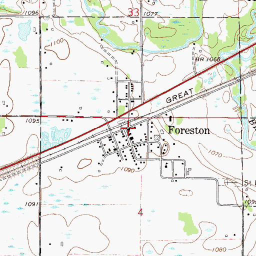 Topographic Map of Foreston, MN