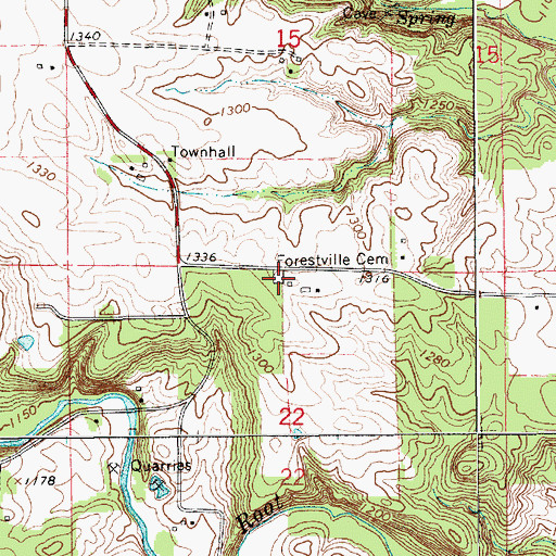 Topographic Map of Forestville Cemetery, MN