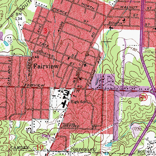 Topographic Map of Fairview United Methodist Church, AR