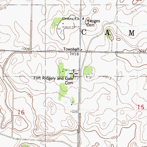 Topographic Map of Fort Ridgely and Dale Church, MN