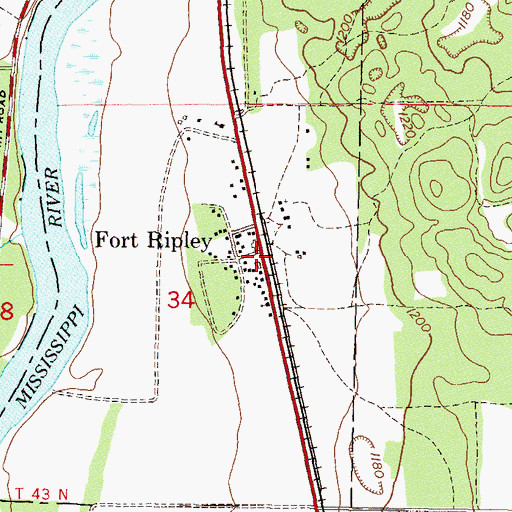 Topographic Map of Fort Ripley, MN