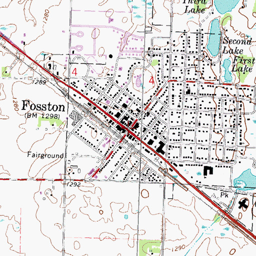 Topographic Map of Fosston, MN