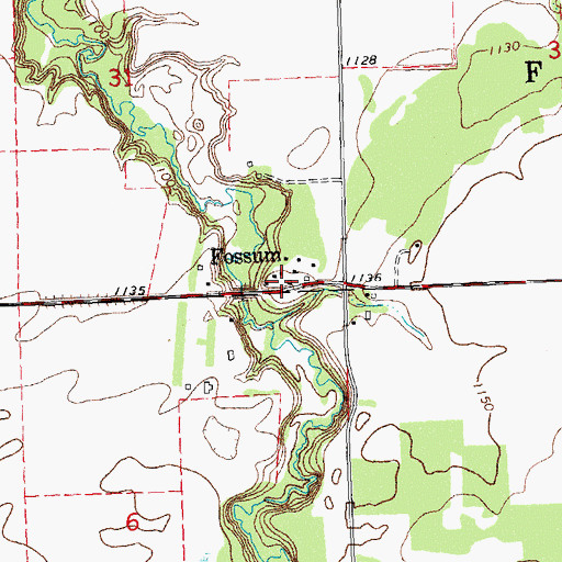 Topographic Map of Fossum, MN