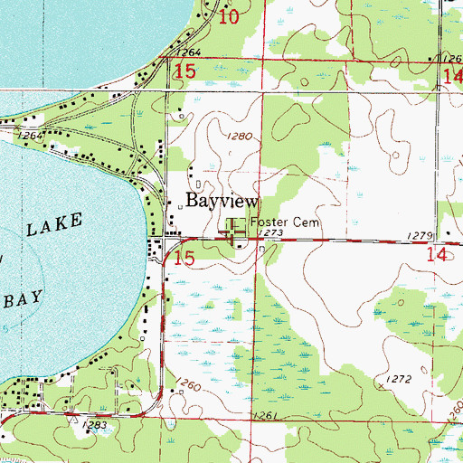 Topographic Map of Foster Cemetery, MN