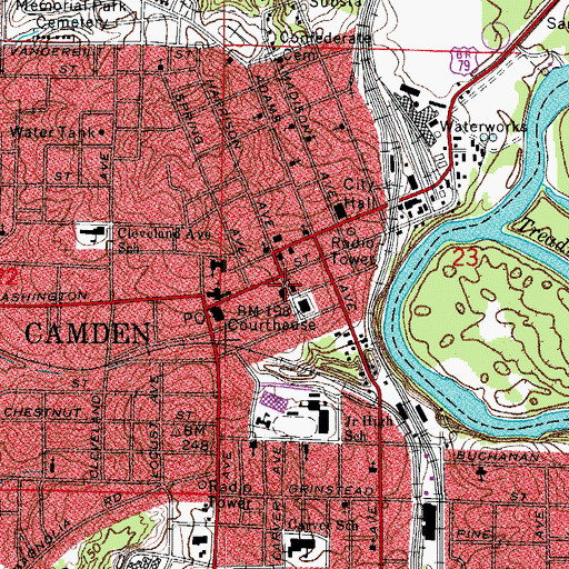 Topographic Map of First United Methodist Church, AR