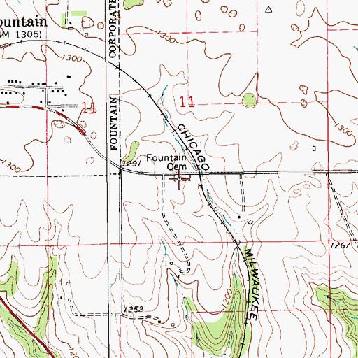 Topographic Map of Fountain Cemetery, MN