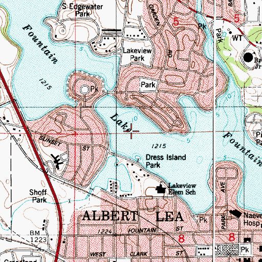 Topographic Map of Fountain Lake, MN