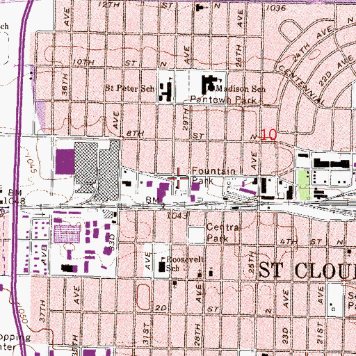 Topographic Map of Fountain Park, MN