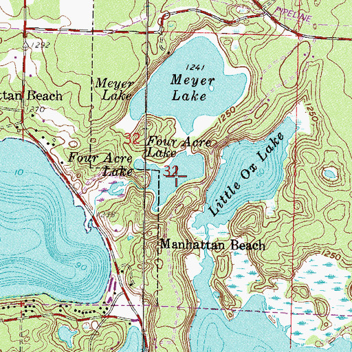 Topographic Map of Four Acre Lake, MN