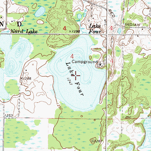 Topographic Map of Lake Four, MN